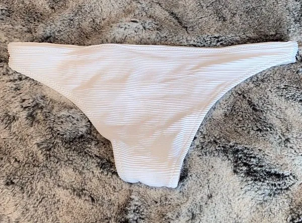 White Ribbed Bikini Bottoms - Image 2