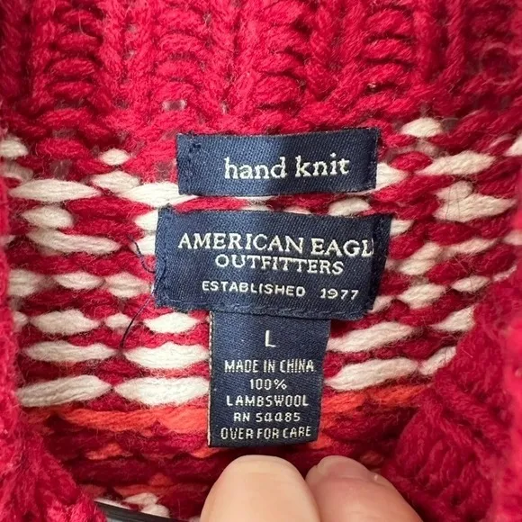 American Eagle Outfitters Hand Knit Lambswool Fair Isle Turtleneck‎ Sweater - Image 4