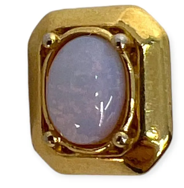 Vintage Gold Plated Oval OPAL STUD EARRINGS 9.5mm Wide by 11mm Long Rectangle - Image 2