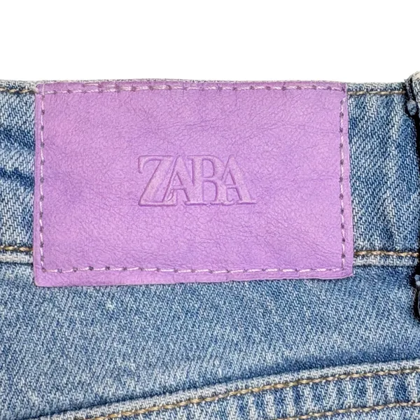 Zara‎ Straight Leg Jeans Womens 4 Light Blue High Rise Distressed Denim Turkey - Image 6