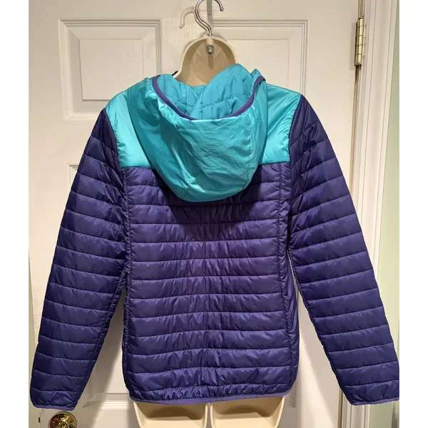 Merrell Womens Puffer Jacket Blue Teal Hooded Lightweight Insulated Small - Image 3