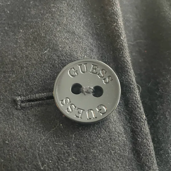 Guess Black Wool Peacoat Double Breasted Classic Preppy Size Small - Image 3