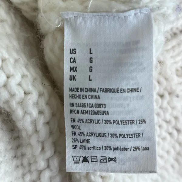 American Eagle Outfitters Women’s Large Fair Isle Chunky Knit Wool Blend Sweater - Image 9