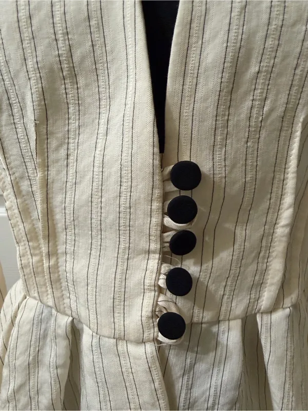 Zara Cream Peplum Pinstripe Button front Blazer Size Medium - Image 7