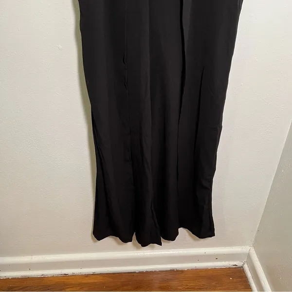 Favlux Women's Size Large Wide‎ Leg Palazzo Pant Open Wrap Front Black Pull On - Image 3