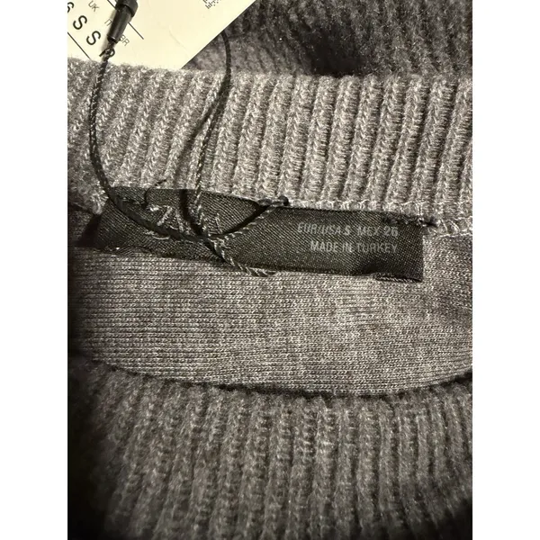 Zara Gray‎ Ribbed Knit Sweater Mini Dress Blend Chunky Structured Tik Tok Flaw - Image 7