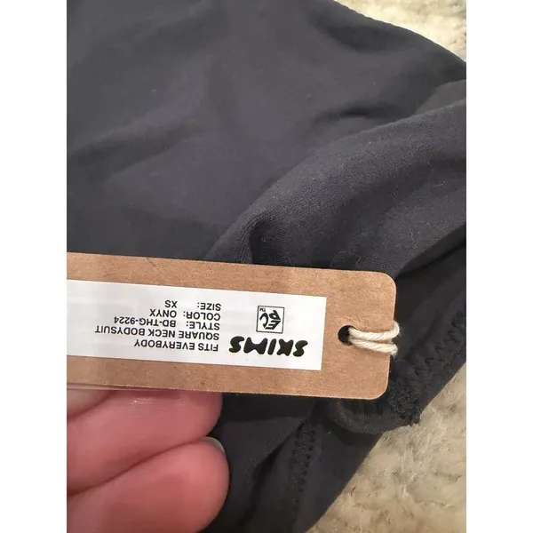 SKIMS Fits Everybody Square Neck Thong Bodysuit Onyx Black Size XS NWT $60 - Image 6