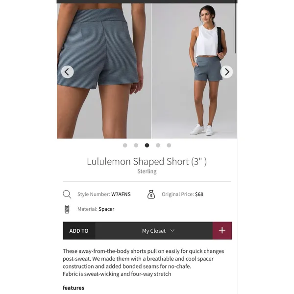 Lululemon Shaped Shorts size 8 women 3” inseam - Image 9