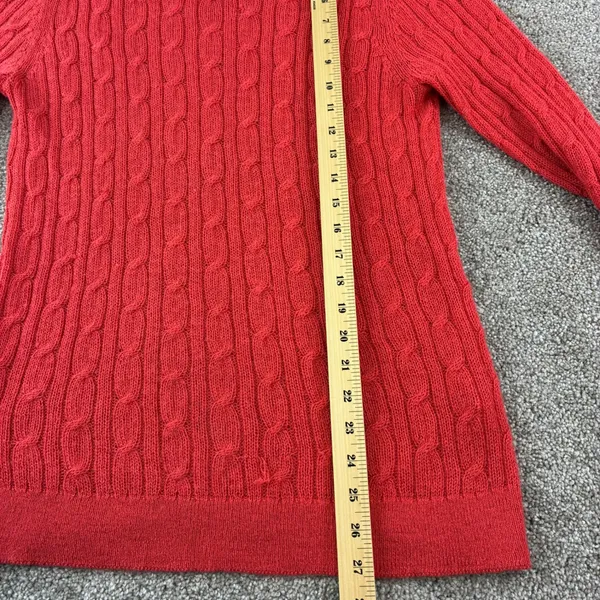 Banana Republic Sweater Womens L‎ Red 100% Alpaca Cable Knit Crew Neck Pullover - Image 7