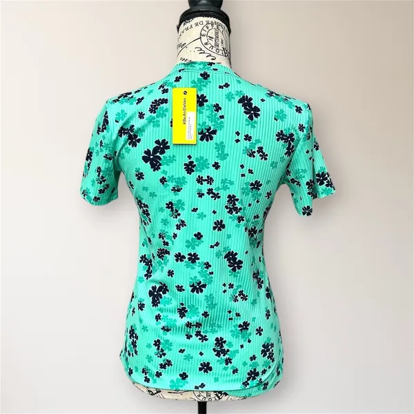 NWT EleVen Venus Williams S‎ Mint Floral Ribbed Tennis Athletic Short Sleeve Top - Image 4
