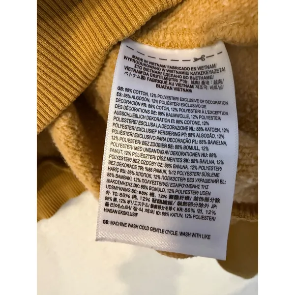 Vans Off The Wall Sweatshirt Womens Medium Mustard Yellow Embroidered Pullover - Image 5