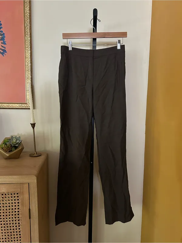 Escada Womens Pure New Wool Tailored Blazer Pants Suit Set Brown Size 36 (Small) - Image 9