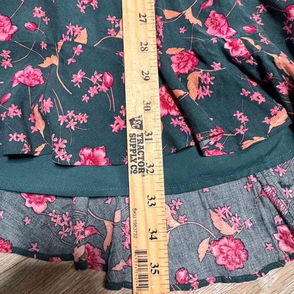 Free People Flower Fields Mini Dress‎ Drawstring Waist Teal Pink Medium M - Image 10