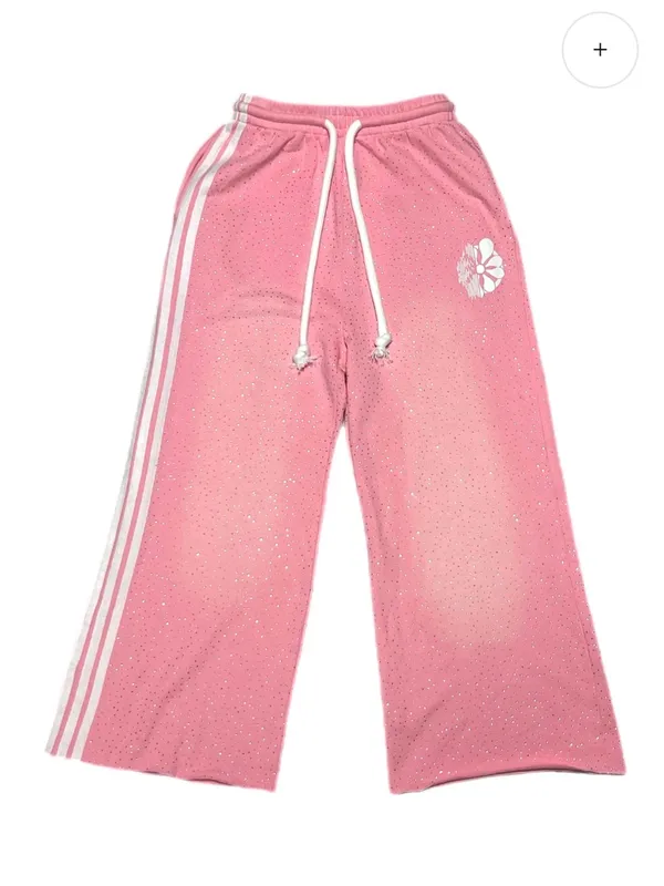 Plastik Flowers Rhinestone Sweatpants Pink Small NWOT IN PACKAGE - Image 3
