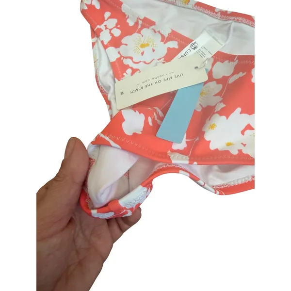 Cupshe Womens‎ Orange White Floral Print Bikini Bottom Swimsuit Size M NWT - Image 3