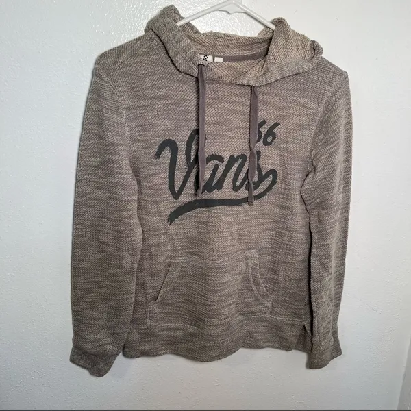 Vans Women's Size XS Hoodie Hooded Sweatshirt Gray Green Knit Kangaroo Pocket - Image 2