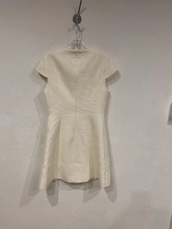 Commense Dress Womens Small White Asymmetric Sheath Short Sleeve Mini Textured - Image 4
