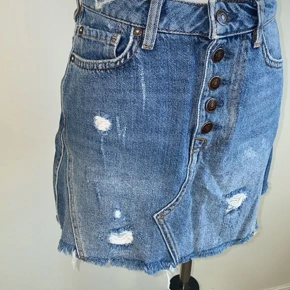 Free people we the free womens denim a line‎ mini skirt size 25 - Image 3