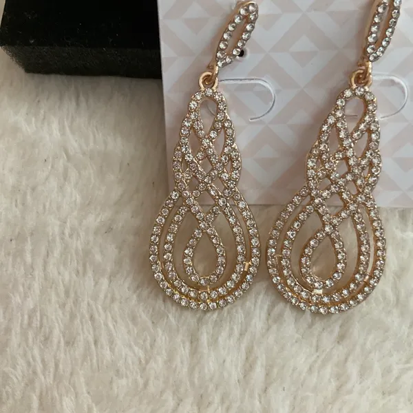 D’Bello rhinestone Drop Earrings Gold - Image 2