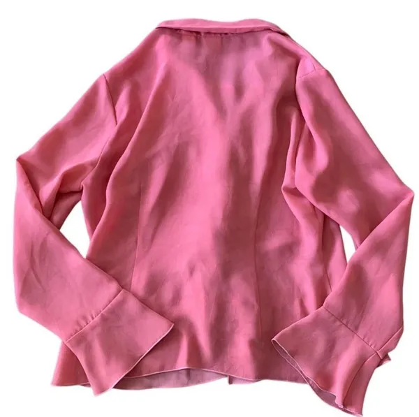 Emma James women's pink blouse long sleeve size 14 V neck design - Image 3