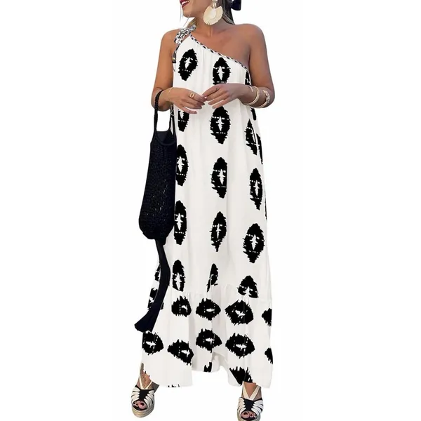 PRETTYGARDEN One Shoulder Asymmetrical Maxi Dress White Women's S - Image 3