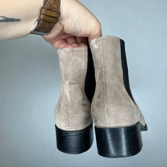 Walin & Wolff‎ Ankle Boots Taupe Suede Leather Chelsea Booties Size 38 Italy - Image 3