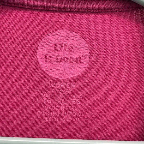 Life is Good Raspberry Color Half Full Wine Glass Tshirt Top - Image 6