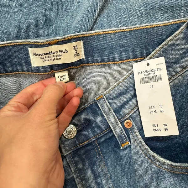 Abercrombie & Fitch Curve Love Ankle Straight Jeans Ultra High Rise Size 26 NWT - Image 3