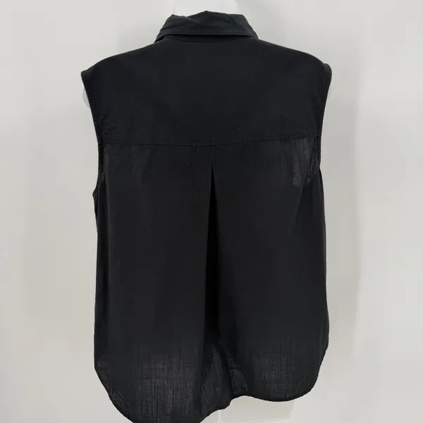 Banana Republic Outlet Blouse Womens M Black Double Pocket Sleeveless Relaxed - Image 3