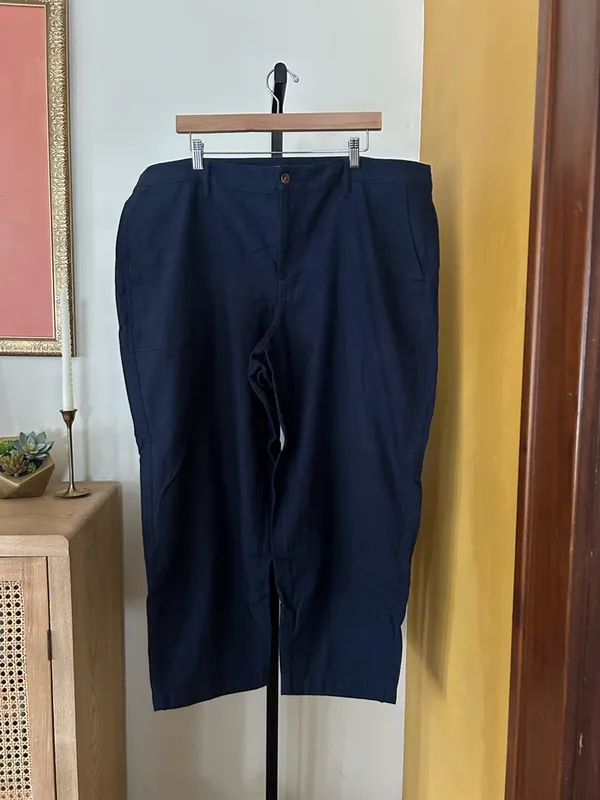 J. Crew Cotton Camp Pants Chino Straight Leg‎ Utility Navy Blue Plus Size 20 - Image 2