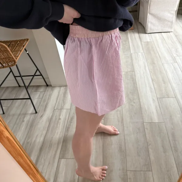 Pink Lily Boxer Shorts L two toned Stripe Lounge Pajama Shorts Elastic Waist - Image 4
