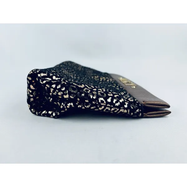 Juicy Couture‎ Metallic Novelty Clutch Wallet Purse Gold Black Cheetah Print - Image 8