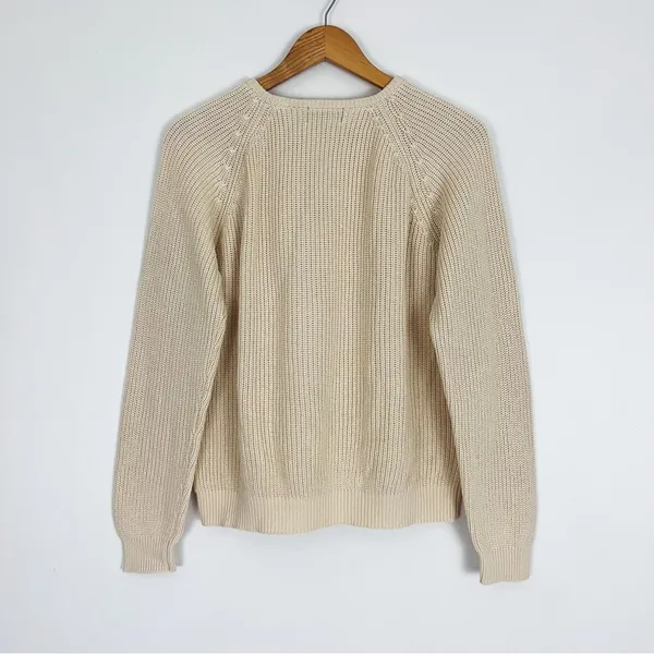 Vintage Raglan Crewneck Pullover Knit Sweater in Cream | Size M - Image 9