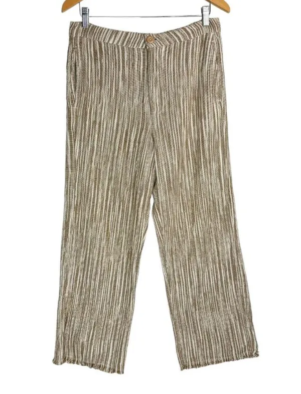Free People Marta Yarn Dye Trouser Pants Sz 4 Stripe Wide Leg Cotton - Image 4