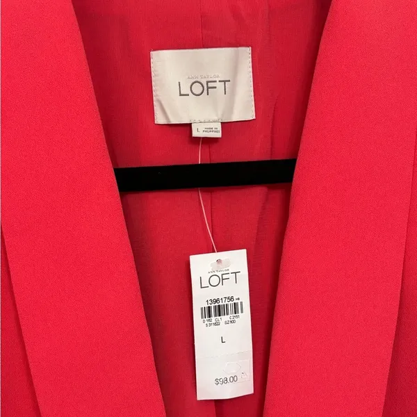 NEW LOFT Peplum Blazer in Coral - Size L - Image 3
