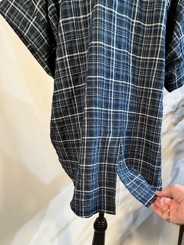 ☀️NWT Madewell Swenson Popover Shirt Morehead Plaid Deep Indigo Sz Large🧡 - Image 8
