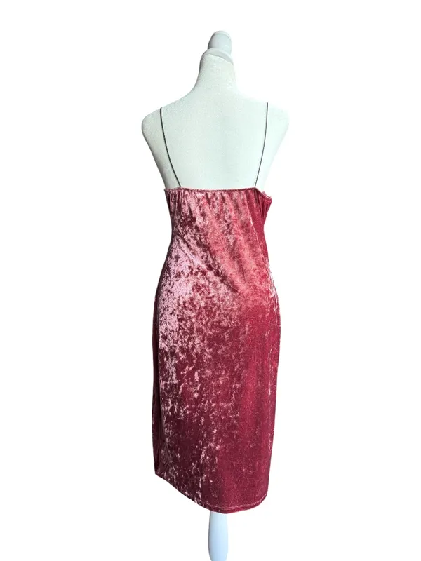 Active‎ USA Maroon Velvet Slip Dress Sz L - Image 6