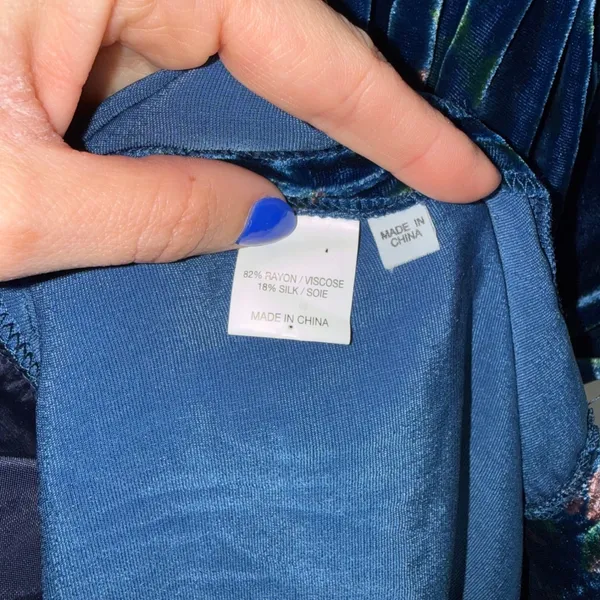 Essentiel Antwerp Velvet Dress Womens‎ 36 Blue Excellent Silk Blend Floral Mini - Image 3