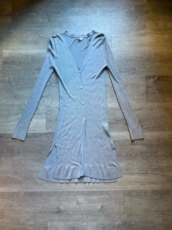 Meadow Rue Anthropologie Cali Gray Ribbed Midi Cardigan Size S - Image 3
