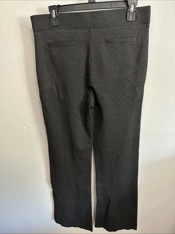 Betabrand Dark Heather Gray Pants with Front Button Accents Size Large Petite - Image 3