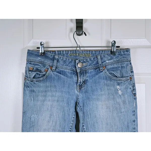Vintage Y2K American Eagle Artist Bootcut Jeans Size 6 Blue Low Rise 90s Grunge - Image 4