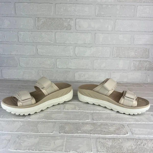 Vionic Renewal Recovery Slides Sandals Womens 9 Men 7.5 Beige 2-Strap Hook Loop - Image 9