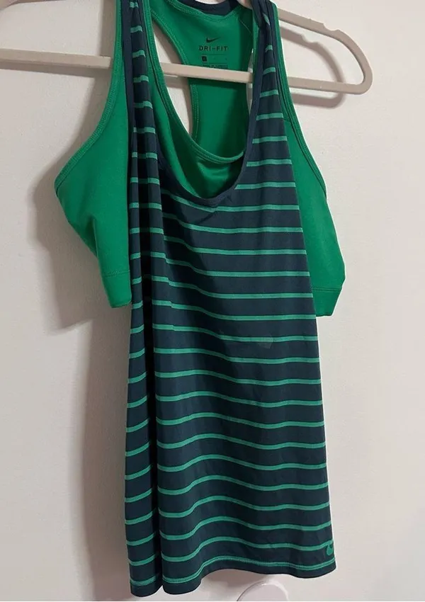 Nike Green Striped Women's Tank Top - Image 2