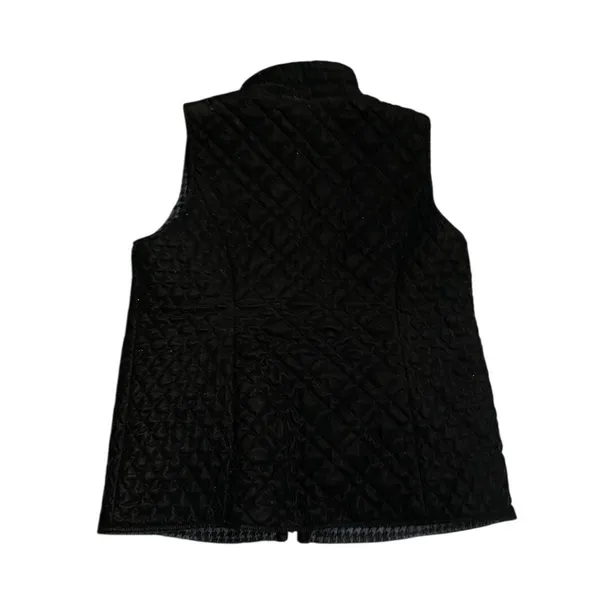 Chicos Black Quilted Velour Reversible Full Zip Mock Neck Vest Equestrian Chic - Image 2