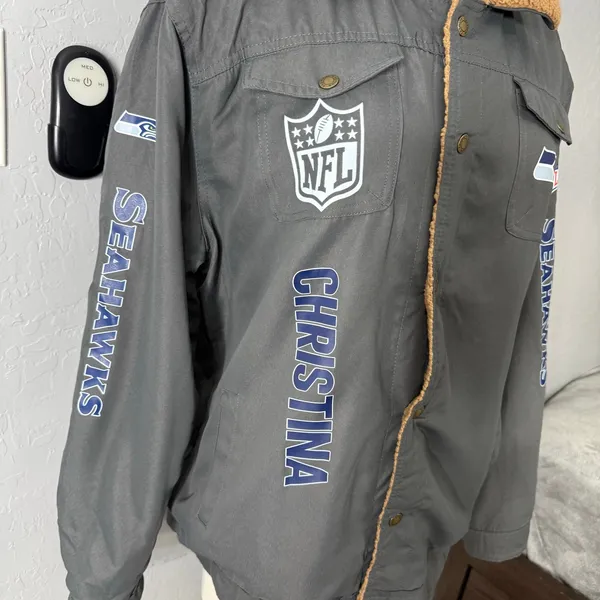 NFL Seattle Seahawks Jacket W/ Fur Inside, Gray - Image 3