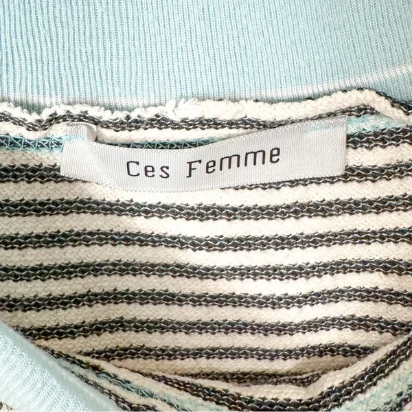Ces Femme Striped Patchwork Print Long Sleeve Knit Top, EUC, Size Small - Image 5