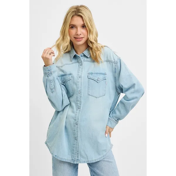 RISEN Western Yoke Style Relaxed Fit‎ Denim Shirts - Light - Medium - Image 5