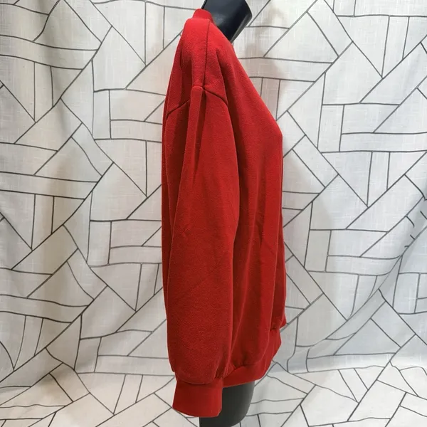 Basic Editions Sweatshirt Womens Large Red Christmas Embroidered Fleece‎ Vintage - Image 2