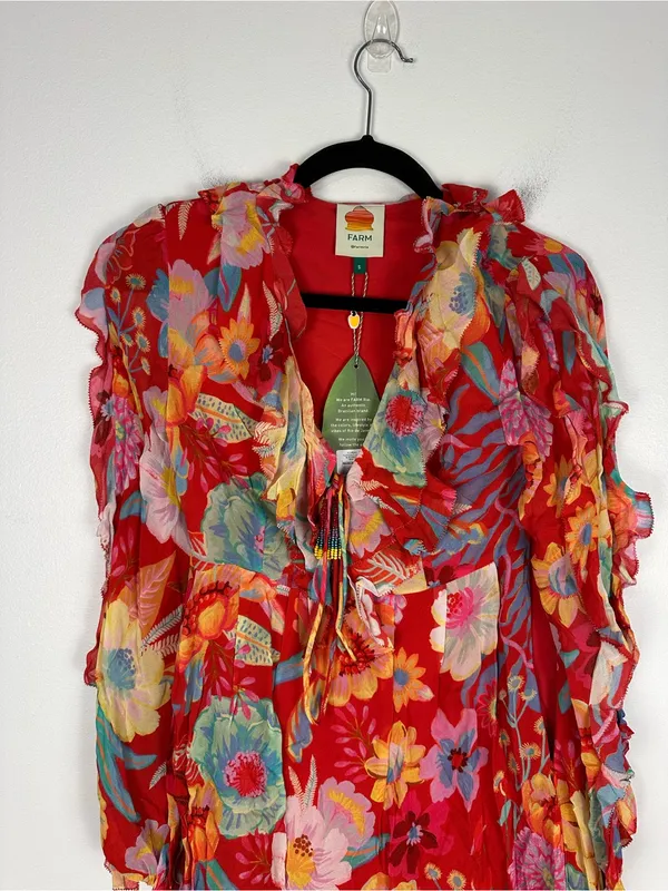 Farm Rio Hudson Floral Mini Dress Women’s S - Image 3