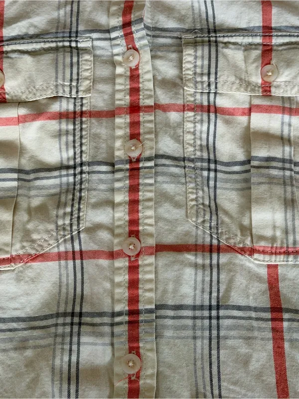 Banana Republic Plaid Button Down Shirt Women’s Size XS Orange Gray Cotton NEW - Image 3